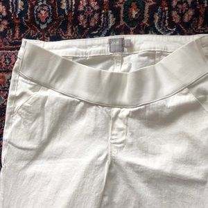 Maternity pants white stretch twill ankle/short